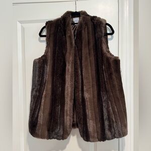 Chico's Brown Faux Fur Vest NWT